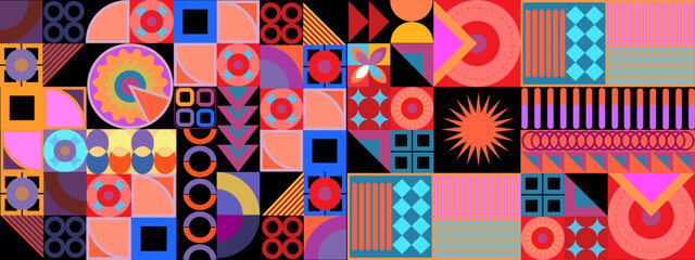 Colorful colourful vector retro geometric shapes mosaic background