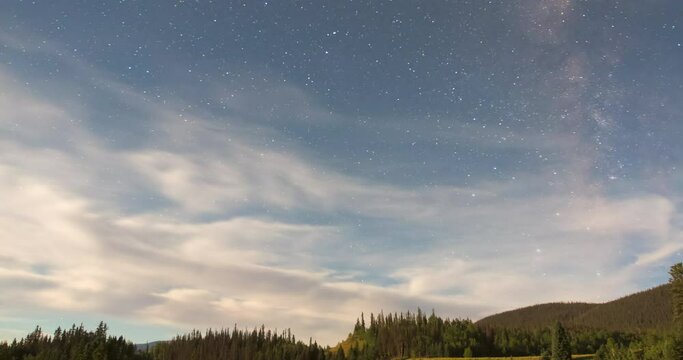 Timelapse Lockdown Of Stars Moving Overhead In A Lush Mountain Valley At Dawn - Creede, Colorado