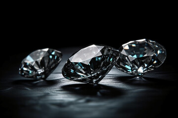 Diamonds on black background copyspace. AI generative