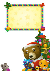 Fototapeta premium cartoon scene with animal santa claus bear christmas