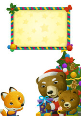 cartoon scene with animal santa claus bear christmas