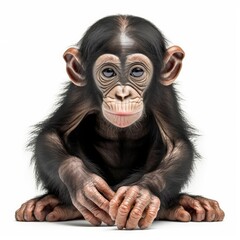 Fototapeta premium Baby Chimpanzee isolated on white (generative AI)