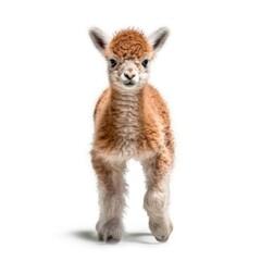 Obraz premium Baby Alpaca isolated on white (generative AI)