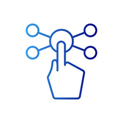 Technology technology icon with blue gradient outline style. media, social, graphic, modern, isolated, phone, concept. Vector Illustration