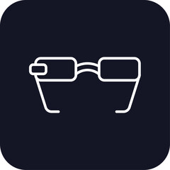 Smart glasses technology icon with black filled line outline style. design, isolated, futuristic, virtual, information, data, reality. Vector Illustration