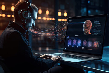 A person using an AI-powered language translation platform to communicate with someone in a different language