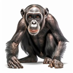 Chimpanzee isolated on white background (Generative AI)