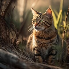 Obraz premium Cat in natural habitat (generative AI)