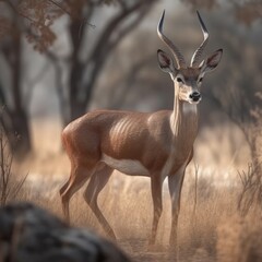 Naklejka na ściany i meble Antelope in natural habitat (generative AI)