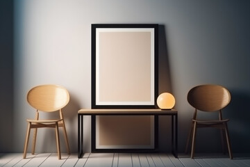 View of photo frame with interior home decor, Generative Ai