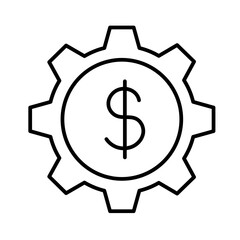 Management finance money icon with black outline style. meeting, businessman, project, sign, resource, group, job. Vector Illustration