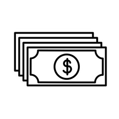 Capital finance money icon with black outline style. stock, service, symbol, loan, profit, marketing, income. Vector Illustration