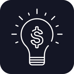 Business idea finance and money icon with black filled line outline style. invention, thin, creativity, lightbulb, power, intelligence, bright. Vector Illustration