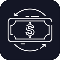 Money changer finance and money icon with black filled line outline style. banking, payment, exchange, company, modern, agency, market. Vector Illustration