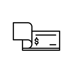 YAY finance and money icon with black outline style. design, cheque, debt, wealth, currency, line, dollar. Vector Illustration