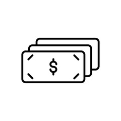 Money finance and money icon with black outline style. web, exchange, credit, card, design, pay, growth. Vector Illustration