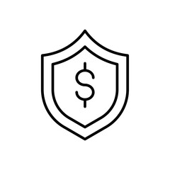 Protection finance and money icon with black outline style. medical, mark, virus, business, defense, hand, lock. Vector Illustration