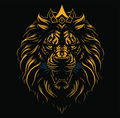 Ferocious lion king vector