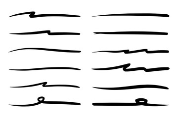 Vector set of hand drawn underline.