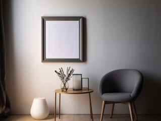 View of photo frame with interior home decor, Generative Ai