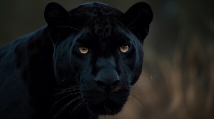 Sleek Black Panther Prowling AI Generated