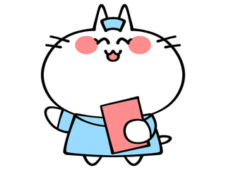 右手を指して案内するナースにゃんこイラスト素材