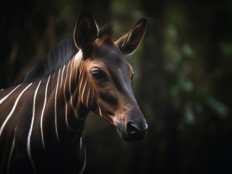 Stunning Okapi in Natural Habitat AI Generated Generative AI