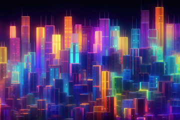 Fototapeta premium Cyberpunk style city skyline.