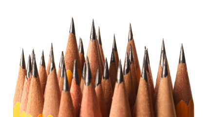 Many sharp graphite pencils isolated on white