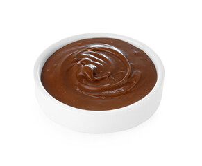Bowl of delicious chocolate paste isolated on white