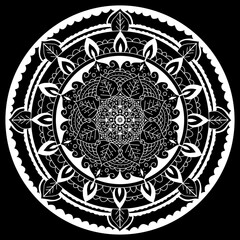 Circular pattern in form of mandala for Henna, tattoo, decoration. Decorative ornament in ethnic oriental style. Coloring book page.