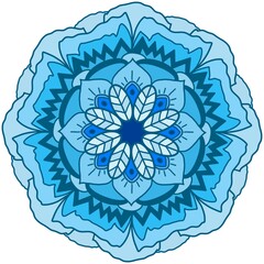 Effect drawing blue flower symbol in mandala style.