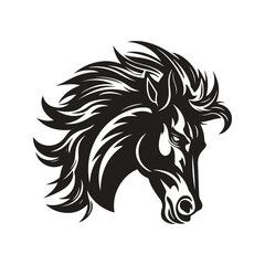 angry colt, vintage logo line art concept black and white color, hand drawn illustration