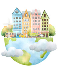 Environmental City Watercolor