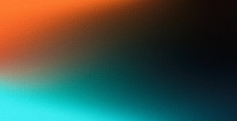 Obraz premium Teal orange color gradient on black grainy background, web banner poster cover design, copy space