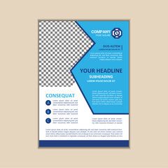 Vector A4 Size Corporate Business Flyer Design Template with bleed.