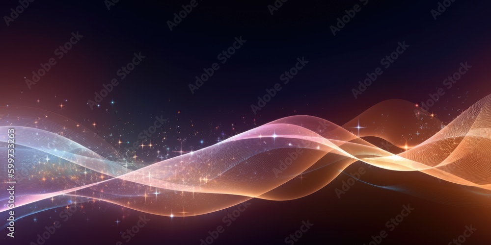Poster wavy abstract shapes with glittering effect. generative ai aig21.
