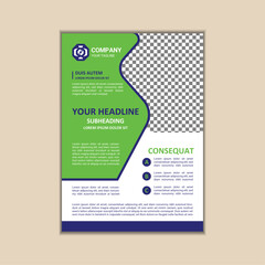 Vector A4 Size Corporate Business Flyer Design Template with bleed.