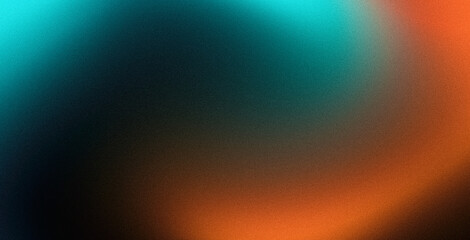 Teal orange cyan black smooth color gradient swirl background, dark grainy textured web banner poster cover design
