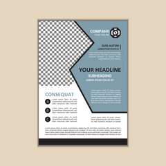 Vector A4 Size Corporate Business Flyer Design Template with bleed.