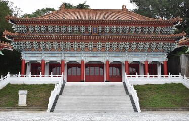 Obraz premium Traditional temple in the Taroko Gorge in Taiwan