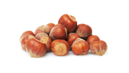 Hazelnut on a white background