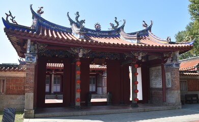 Fototapeta premium Traditional style entrance building at a temple in Lukang, Taiwan.