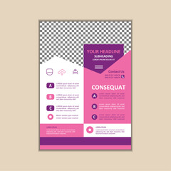 Vector A4 Size Corporate Business Flyer Design Template with bleed.