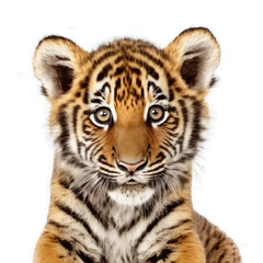 Tiger Cub Face Shot Isolated on Transparent Background - Generative AI
