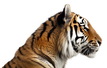 Tiger Face Shot Side View Isolated on Transparent Background - Generative AI
