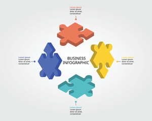 jigsaw puzzle connection template for infographic for presentation for 4 element