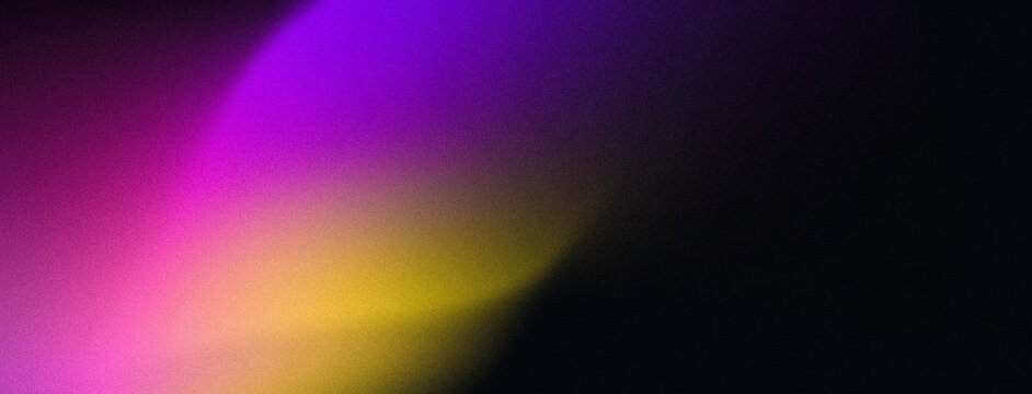 Vibrant background glowing purple gradient magenta yellow lights on black grainy texture web banner poster cover design