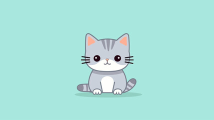 Cute cat vector illustration with a flat cartoon design.