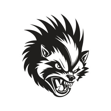 recommend clip art: angry skunk, vintage logo line art concept black and white color, hand drawn illustration